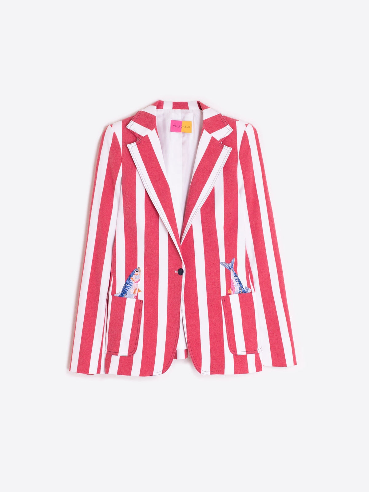 Gadea Red Stretch Stripe Embroidered Blazer