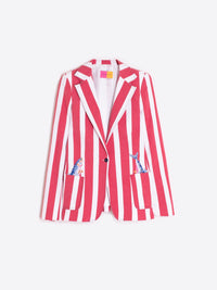 Gadea Red Stretch Stripe Embroidered Blazer