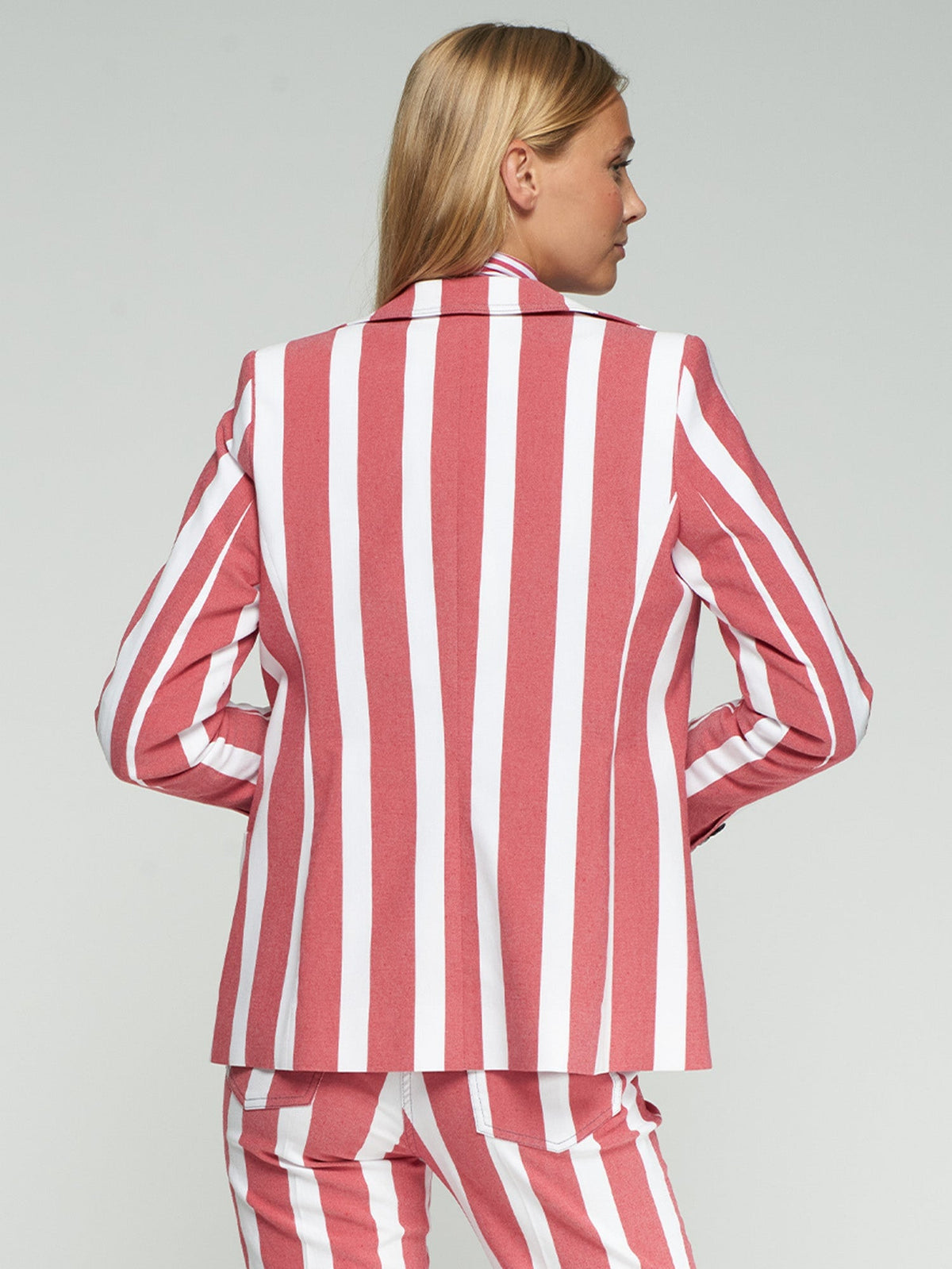 Gadea Red Stretch Stripe Embroidered Blazer