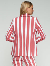 Gadea Red Stretch Stripe Embroidered Blazer