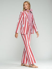 Gadea Red Stretch Stripe Embroidered Blazer