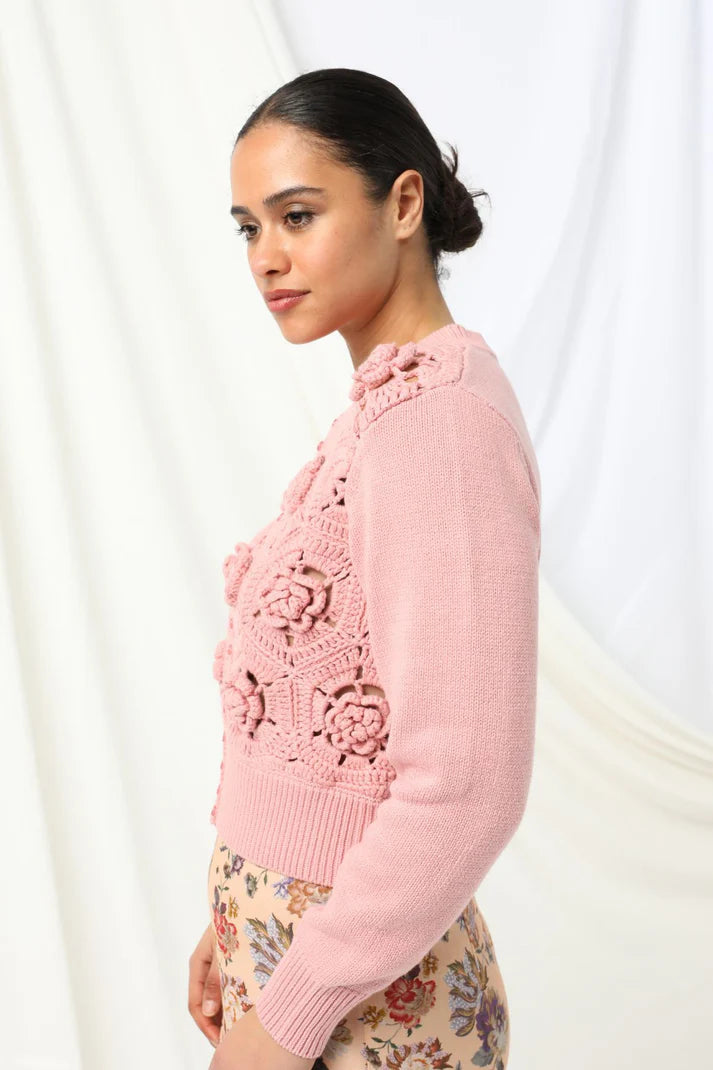 Audrey Knitted Cardigan- Rose