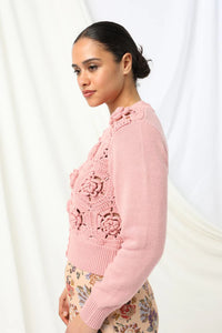 Audrey Knitted Cardigan- Rose