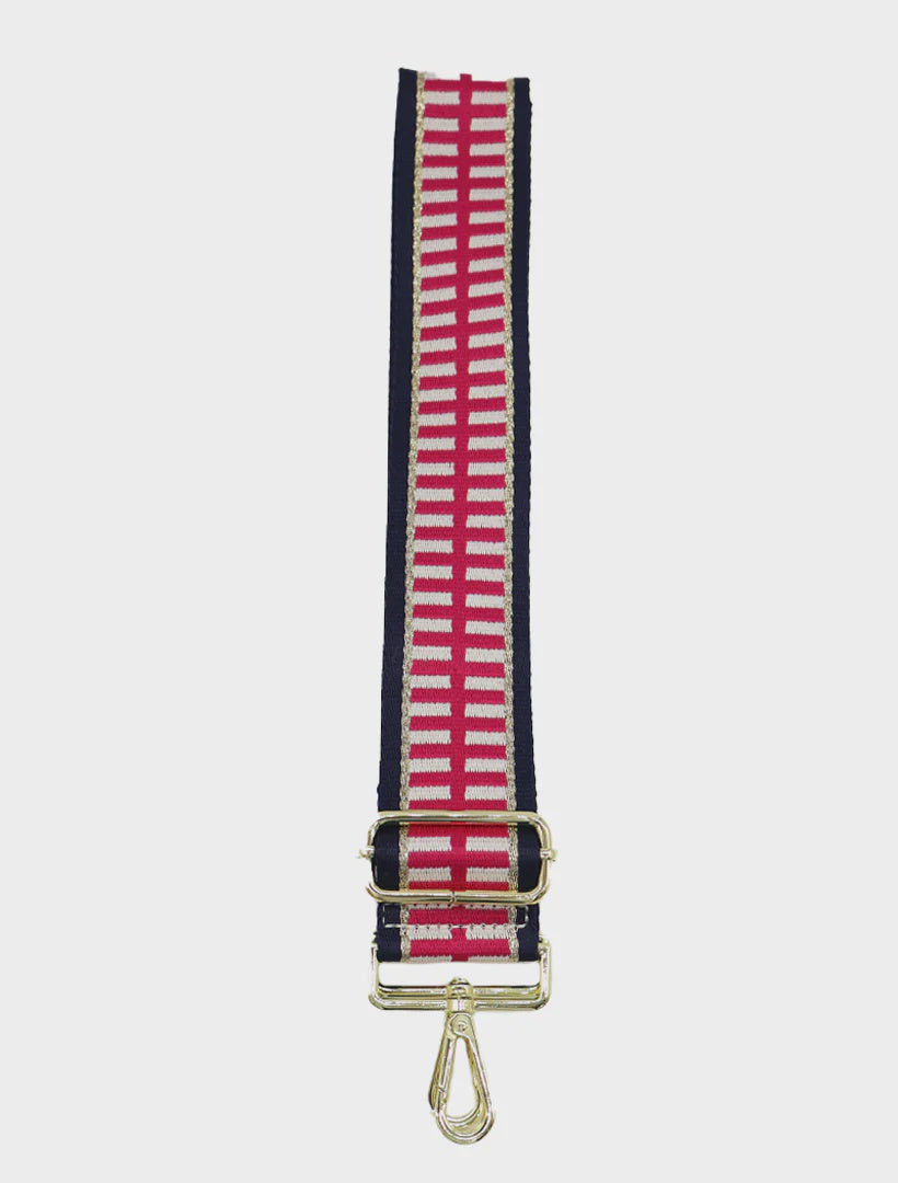 Webbing Bag Strap Pink/Navy/Gold
