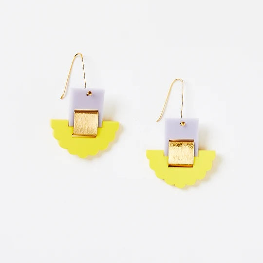 Frill Earrings Blue/Acid Yellow