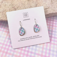 Fairy Floss Gingham Layered Sweet Pea Drop Earrings