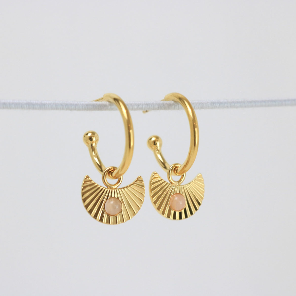 Moon Gazer Earrings Gold/Rose Quartz