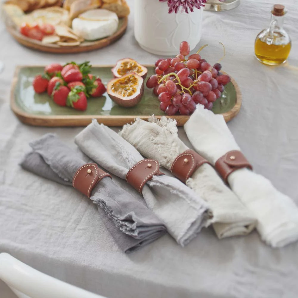 Soft Leather Napkin Rings / Set of 4