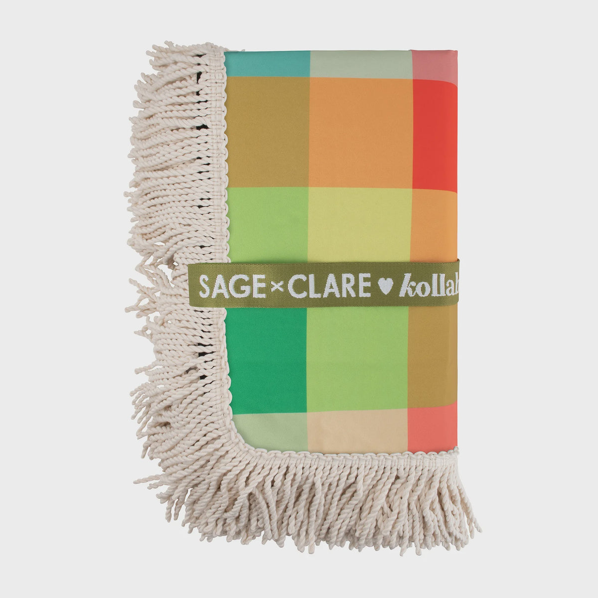 Holiday Fringed Picnic Mat Sage and Clare x Kollab Aida