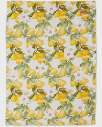 Summer Lily White Linen Tea Towel
