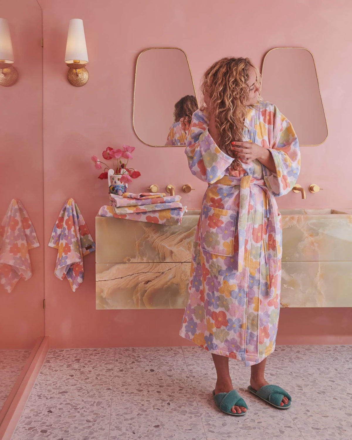 Paper Daisy Printed Terry Bath Robe