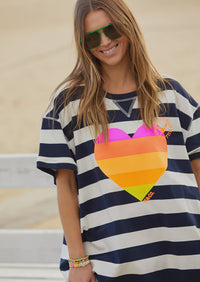 Beach Sweat Dress Navy & White