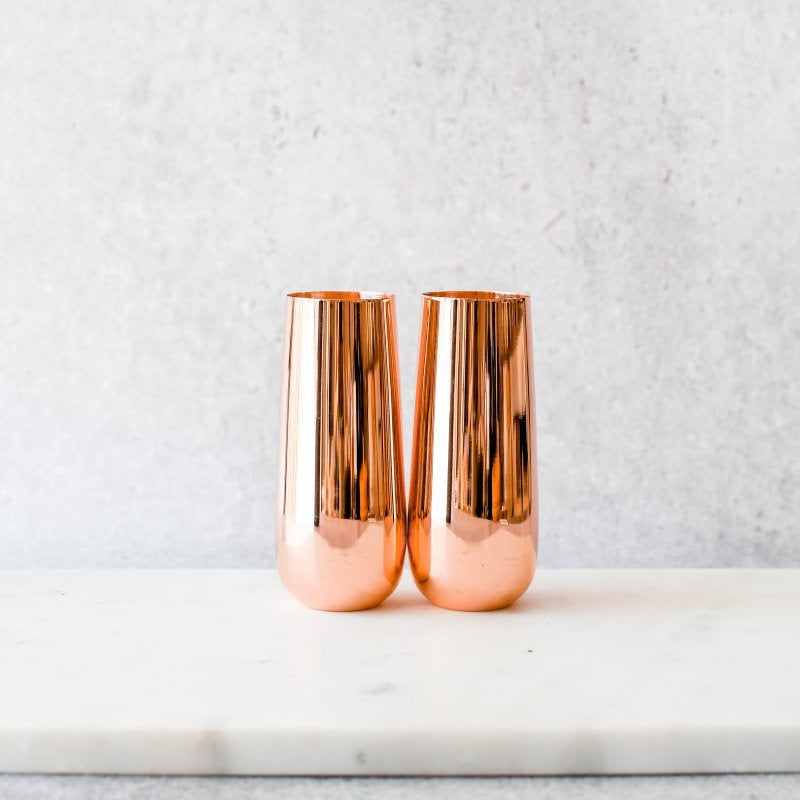 Stemless Copper Champagne Flutes